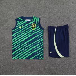 Camiseta De Fútbol Sin Mangas BRASIL Pre-Match 2022 +Pantalones