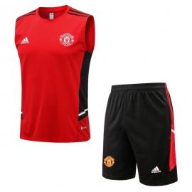 Camiseta De Fútbol Sin Mangas Manchester United Rojo 22-23 + Pantalone