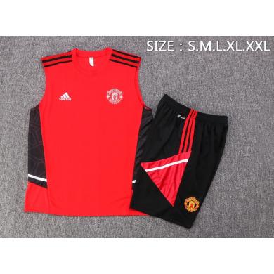 Camiseta De Fútbol Sin Mangas Manchester United Rojo 22-23 + Pantalone