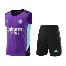 Camiseta Sin Mangas Real Madrid CF Pre-Match 2022-2023 Púrpura + Pantalones