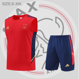 Camiseta De Fútbol Sin Mangas AFC Ajax Pre-Match 22/23 Rojo + Pantalones
