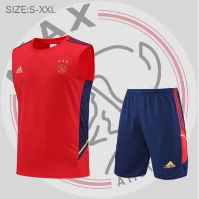 Camiseta De Fútbol Sin Mangas AFC Ajax Pre-Match 22/23 Rojo + Pantalones