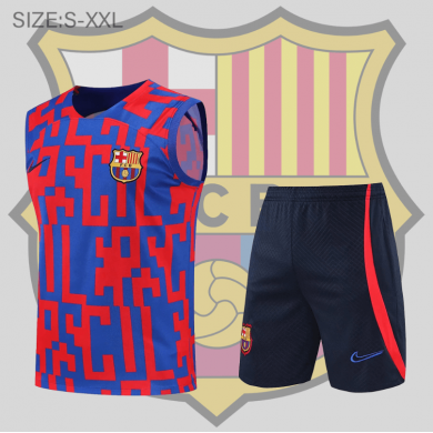 Camiseta De Fútbol Sin Mangas Barcelona 22/23 ROJA Y AZUL + Pantalones