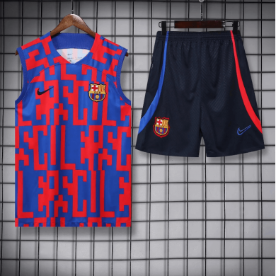 Camiseta De Fútbol Sin Mangas Barcelona 22/23 ROJA Y AZUL + Pantalones