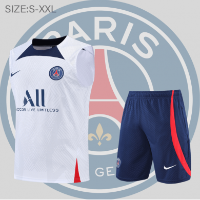 Camiseta De Fútbol Sin Mangas PSG Pre-Match 22/23 Blanca + Pantalones