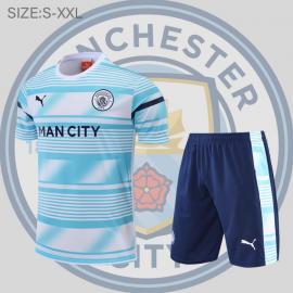 Camiseta 22/23 Manchester City Conmemorativa Blanca Azul