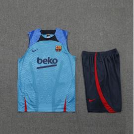 Camiseta De Fútbol Sin Mangas Barcelona 22/23 Azul + Pantalone